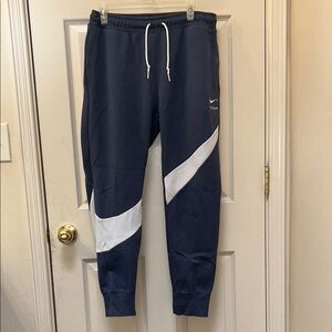 Nike Blue and White Nike Tech Jogger Sweatpants with Swoosh Design